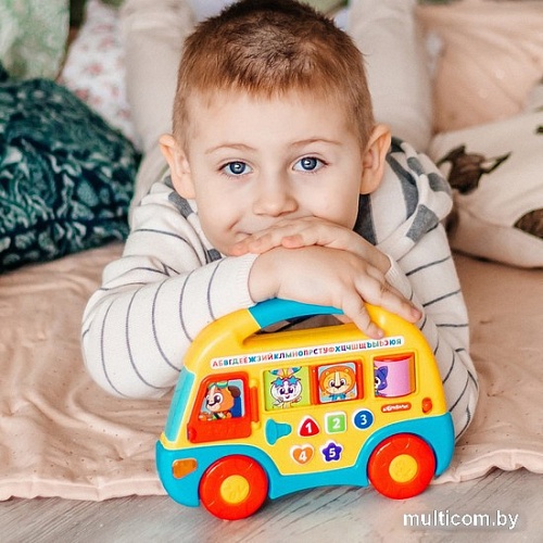 Развивающая игрушка Азбукварик Музыкальный автобус. Первые знания 2808 (синий)