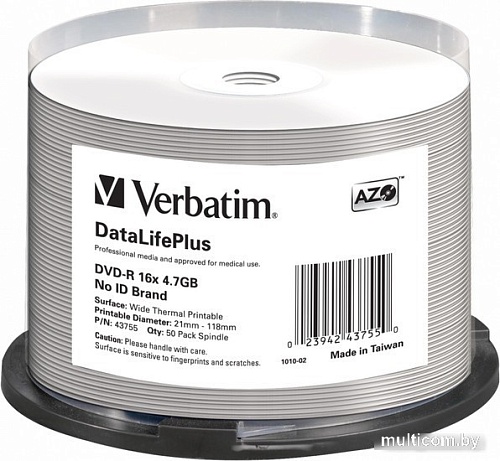 DVD-R диск Verbatim 4.7Gb 16x 43755 (50 шт.)