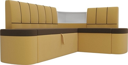 Угловой диван Mebelico Тефида 107522 (левый, коричневый/желтый)
