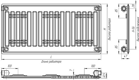 Стальной панельный радиатор Лидея ЛК 10-507 тип 10 500x700