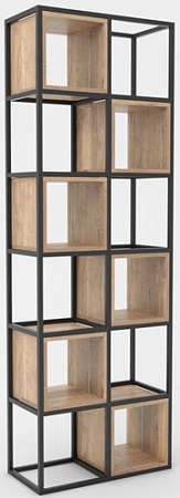 Стеллаж Hype Mebel Грос-2 70x210 (черный/дуб галифакс натуральный)