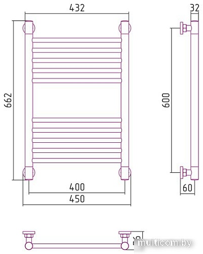 Полотенцесушитель Сунержа Богема+ прямая 600х400 12-0220-6040
