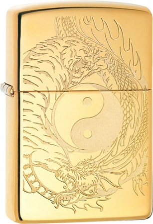 Зажигалка Zippo High Polish Brass Tiger and Dragon Design 49024