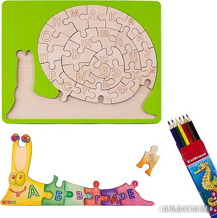 Мозаика/пазл Woody Умная улитка. Планшет 02666