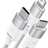 Кабель Baseus One-For-Three Fast Charging Data Cable 3.5A USB Type-A - USB Type-C/microUSB/Lightning (1.2 м, белый)