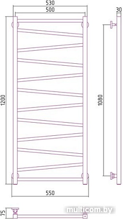 Полотенцесушитель Сунержа Сирокко 1200х500 00-0253-1250