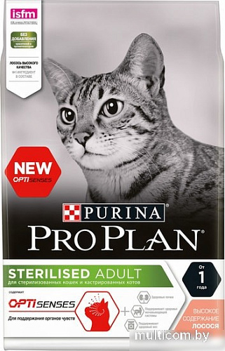 Сухой корм для кошек Pro Plan Sterilised Adult OptiSenses с лососем 3 кг