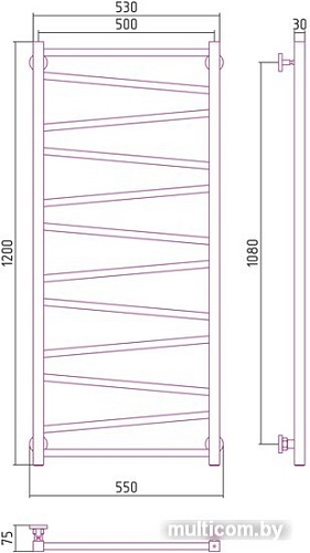 Полотенцесушитель Сунержа Сирокко 1200х500 00-0253-1250