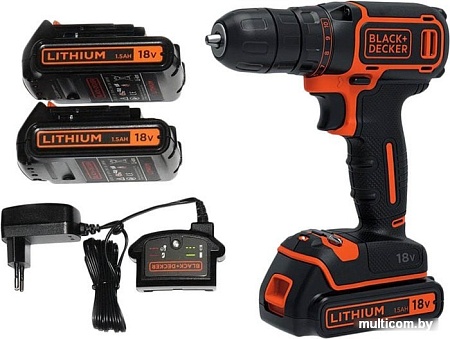 Дрель-шуруповерт Black & Decker BDCDC18B (с 2-мя АКБ, без кейса)