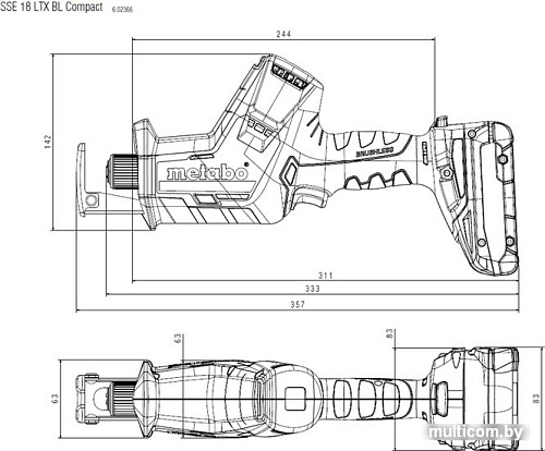 Сабельная пила Metabo SSE 18 LTX BL Compact 602366500 (с 2-мя АКБ, кейс)