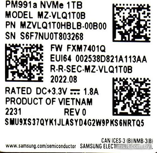 SSD Samsung PM991a 1TB MZVLQ1T0HBLB-00B00