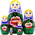 Развивающая игра Брестская Матрешка Девушка с ромашками и маками в фиолетовом платке (набор 5 шт)