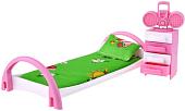 Аксессуары для кукольного домика Форма Кровать с тумбочкой С-50-Ф