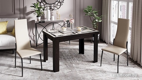 Стул Трия Кредо (черный муар/кожзам бежевый)