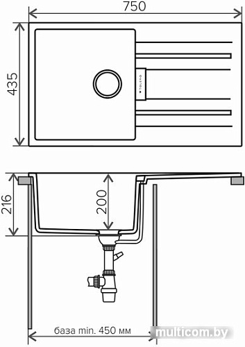 Кухонная мойка Tolero Loft TL-750 (белый)