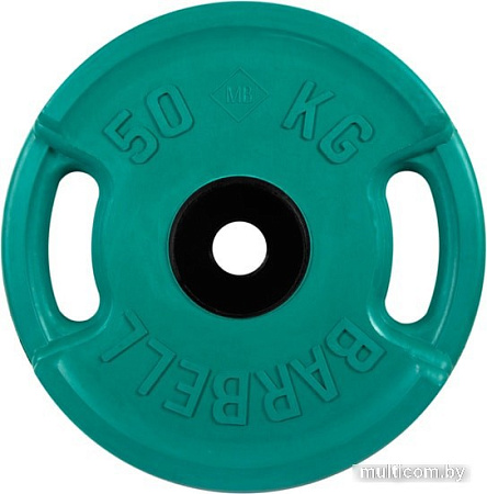 Диск MB Barbell Евро-классик с ручками 51 мм (1x50 кг, зеленый)