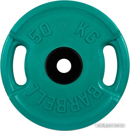 Диск MB Barbell Евро-классик с ручками 51 мм (1x50 кг, зеленый)