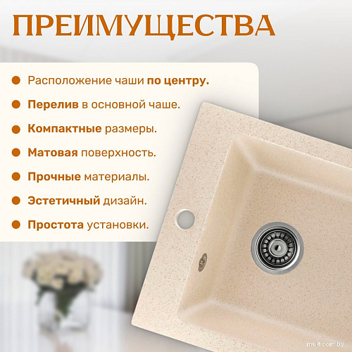 Кухонная мойка Saniteco Silva (бежевый)