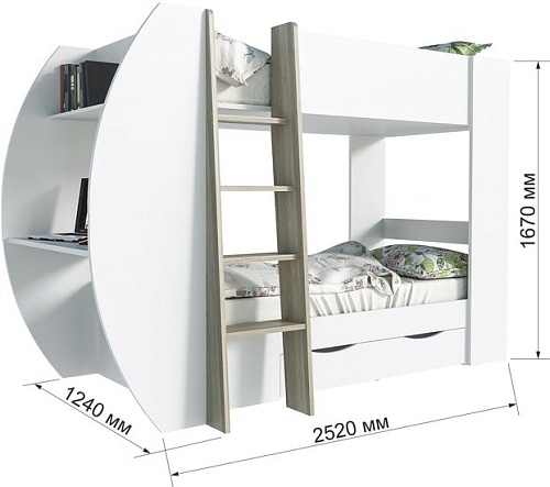 Двухъярусная кровать Интерлиния Анеси-2 (дуб сонома/белый)