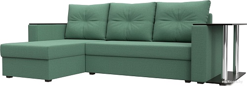 Угловой диван Лига диванов Атланта со столом левый 121166L (рогожка амур зеленый)