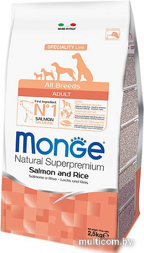 Корм для собак Monge All Breeds Adult Salmon and Rice 2.5 кг