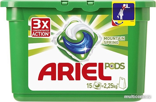 Стиральный порошок Ariel 3 в 1 Горный родник (15 шт)