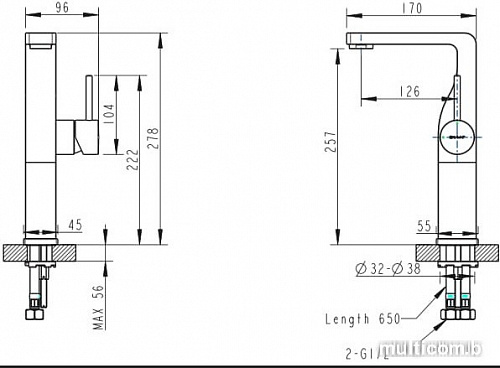 Смеситель Bravat Arc F16061K-A2-ENG (черный)