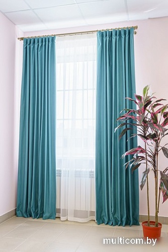Комплект штор Decoretto Нубук НЯБ-K28 3.75x2.6 м (бирюзовый, 2 шт)