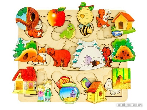 Мозаика/пазл Нескучные игры Где чей домик? 7993