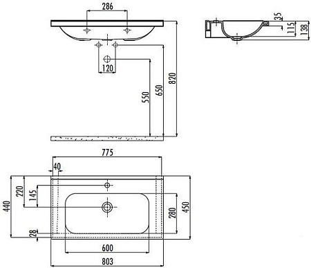 Умывальник Creavit Ideal 80 ID080-00CB00E-0000