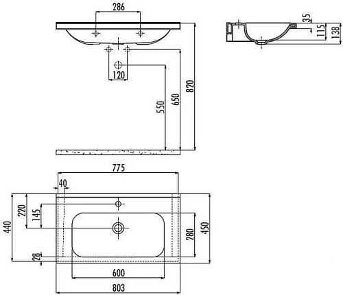 Умывальник Creavit Ideal 80 ID080-00CB00E-0000