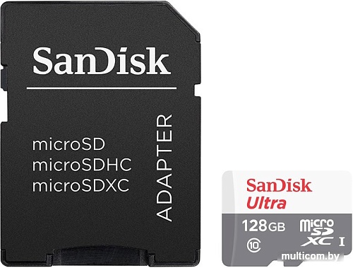 Карта памяти SanDisk Ultra SDSQUNS-128G-GN6TA microSDHC 128GB (с адаптером)