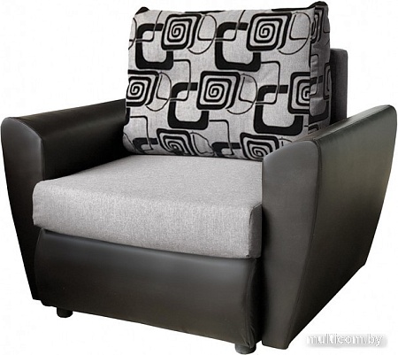 Кресло-кровать Асмана Квадро (кубики/рогожка серая кожзам черный)