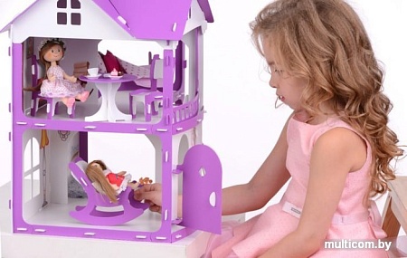 Кукольный домик Krasatoys Светлана с мебелью 000251 (белый/сиреневый)