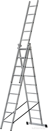 Лестница-помост FIT Трехсекционная алюминиевая 65434