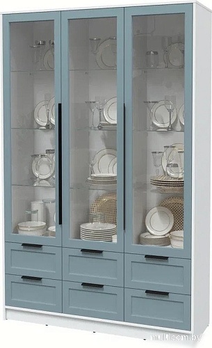 Шкаф-витрина Интерлиния Концепт Тренд КТ-ШВ3 (белый платинум/океан)