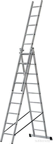 Лестница-помост FIT Трехсекционная алюминиевая 65434