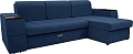 Диван Сириус Лидер-13 с оттоманкой ППУ 285x165 (Eva 22 велюр синий)