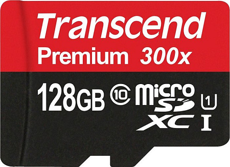 Карта памяти Transcend microSDXC UHS-I 300x Premium (Class 10) 128GB (TS128GUSDU1)