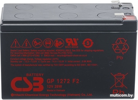 Аккумулятор для ИБП CSB GP1272 28W F2 (12В/7.2 А·ч)