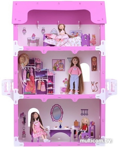 Кукольный домик Krasatoys Екатерина с мебелью 000263 (белый/розовый)