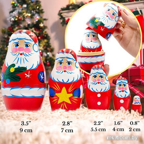 Развивающая игра Брестская Матрешка В виде Санта Клауса (набор 5 шт)