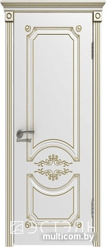 Межкомнатная дверь Юркас Эстель Милана ДГ 60x200 (белая эмаль/патина золото)