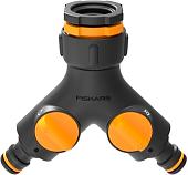 Разветвитель Fiskars Коннектор двухканальный с клапанами вкл/выкл 1027061