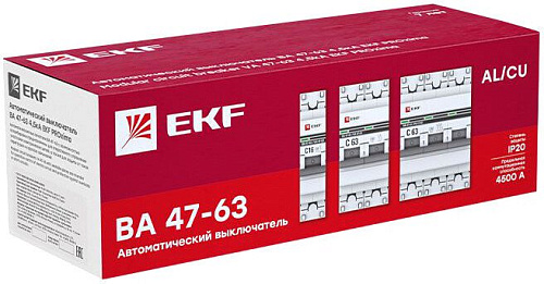 Выключатель автоматический EKF 3P 8А (D) 4.5kA ВА 47-63 mcb4763-3-08D-pro