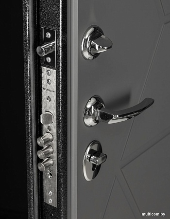 Металлическая дверь Guard Термо MG75 97х205 левая (черное серебро/серый)