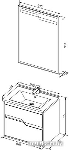 Мебель для ванных комнат Aquanet Комплект Модена 65 00199304 (белый)