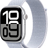 Умные часы Apple Watch Series 10 46 мм (алюминиевый корпус, серебристый/голубой, нейлоновый ремешок)