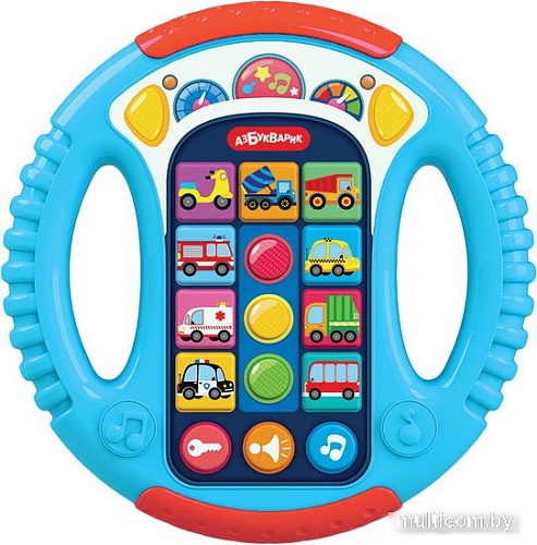 Развивающая игрушка Азбукварик Музыкальный руль. Веселые машинки 3303С (голубой)