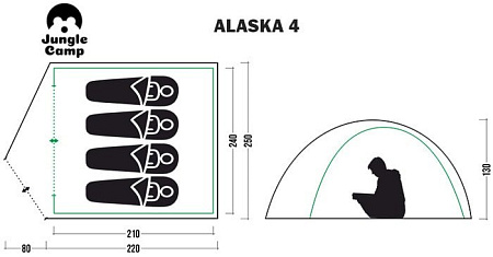 Треккинговая палатка Jungle Camp Alaska 4 (камуфляж)